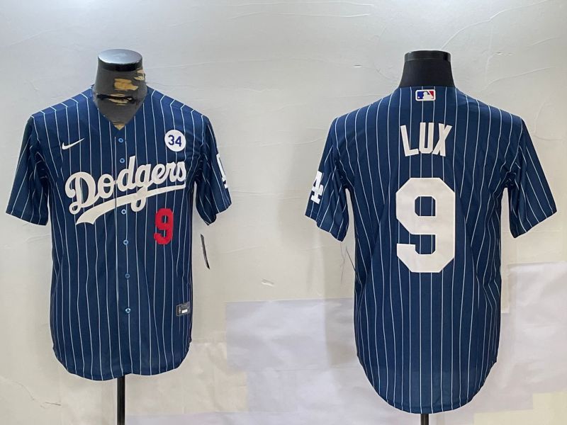 Men Los Angeles Dodgers #9 Lux Blue Stripe Game 2024 Nike MLB Jersey style 11201->los angeles dodgers->MLB Jersey